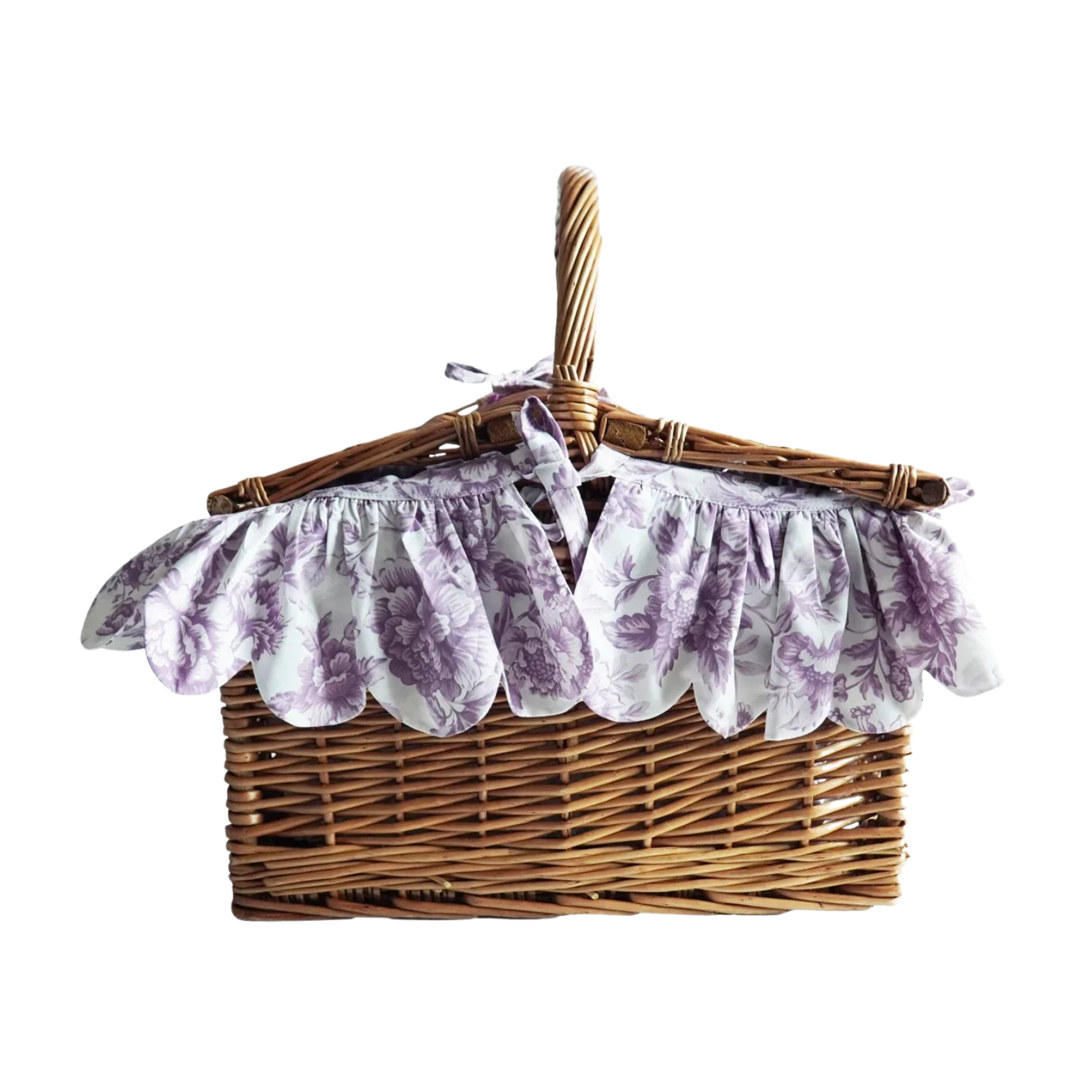 Rectangular Picnic Basket Hamper Made With Liberty Fabrics & Bridgerton Regency Trail Purple