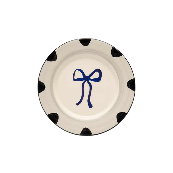 Blue Bow Dessert Plate