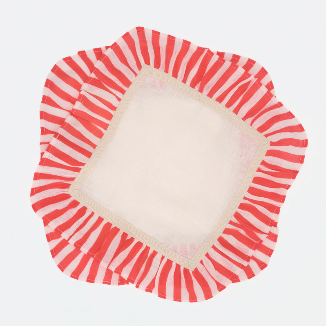 Cherry Red Candy Stripe - Set of 2 Napkins