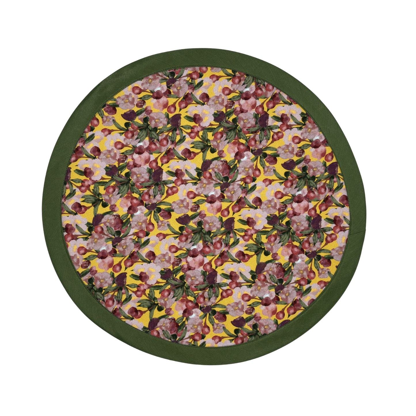 6 Round Placemats Romance is Dead Yellow/Green