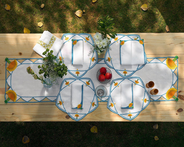 Hand Embroidered Dandelion Drift Table Runner 16.5" × 67"