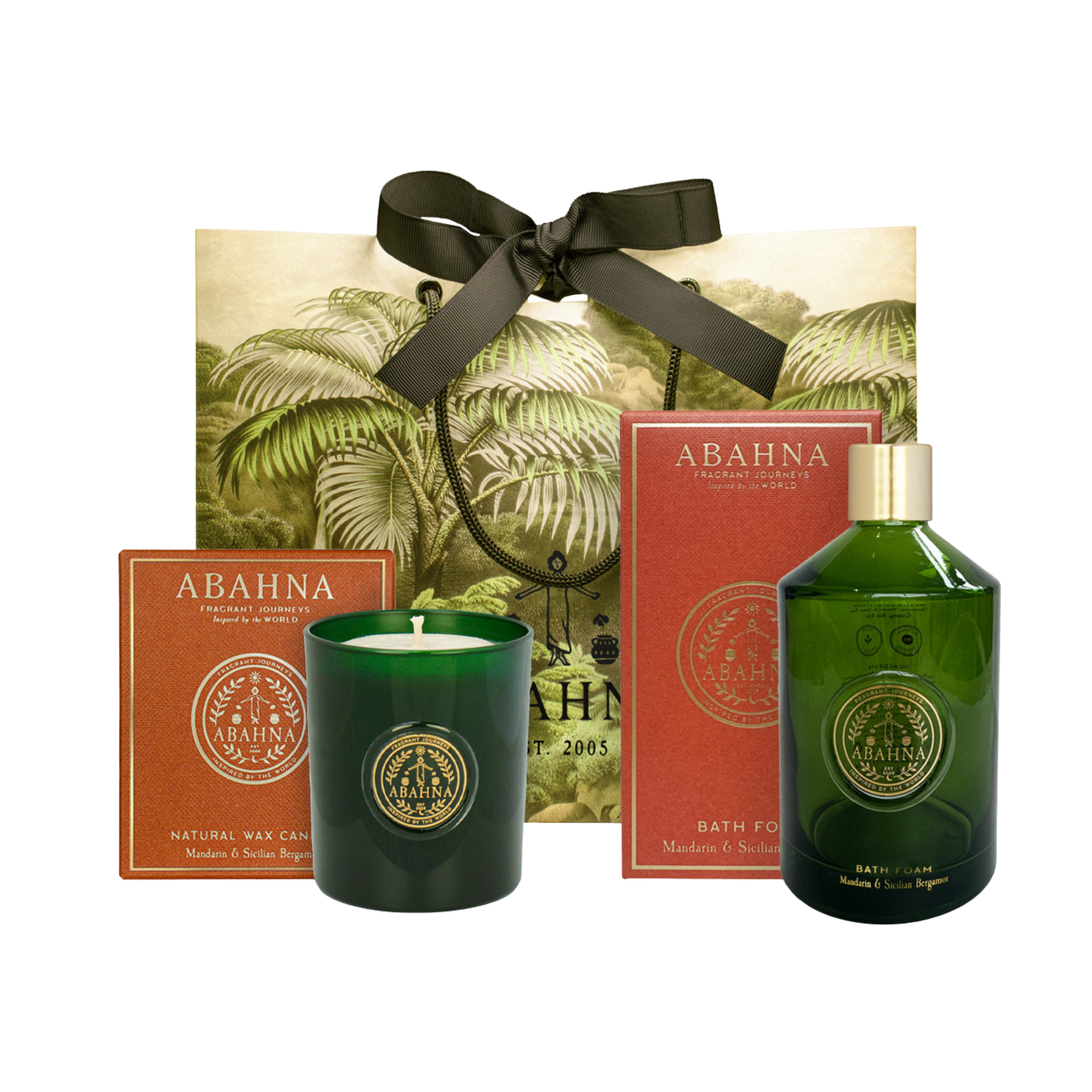 Bath Foam Decanter & Scented Candle Set - Mandarin & Sicilian Bergamot