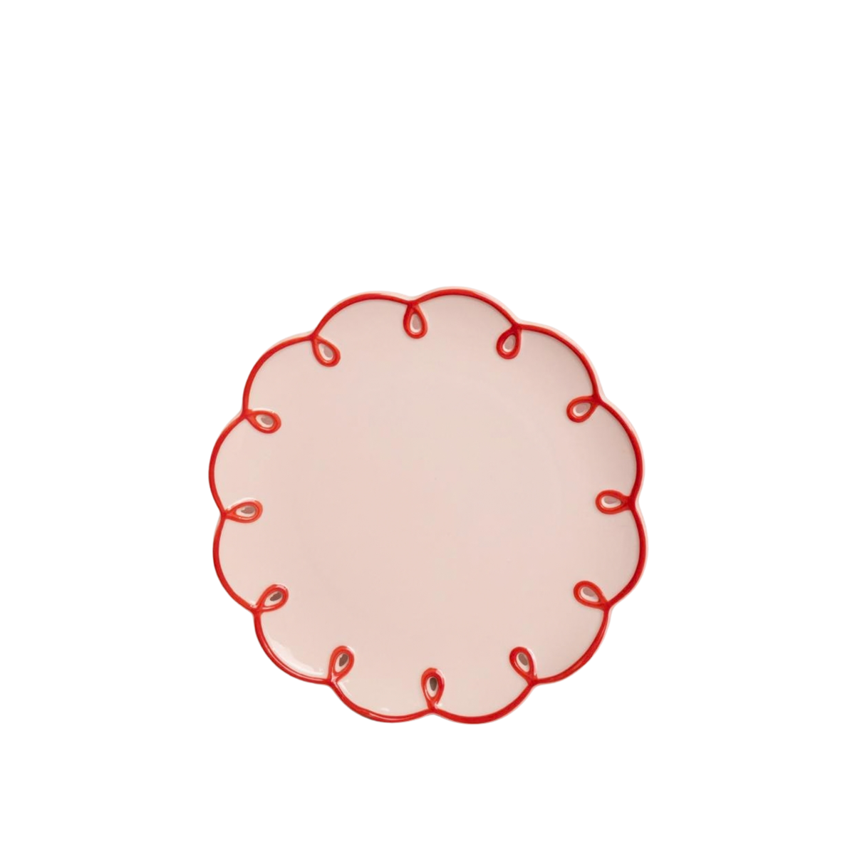 Rosy Red Scalloped Dessert Plate - Set of 4