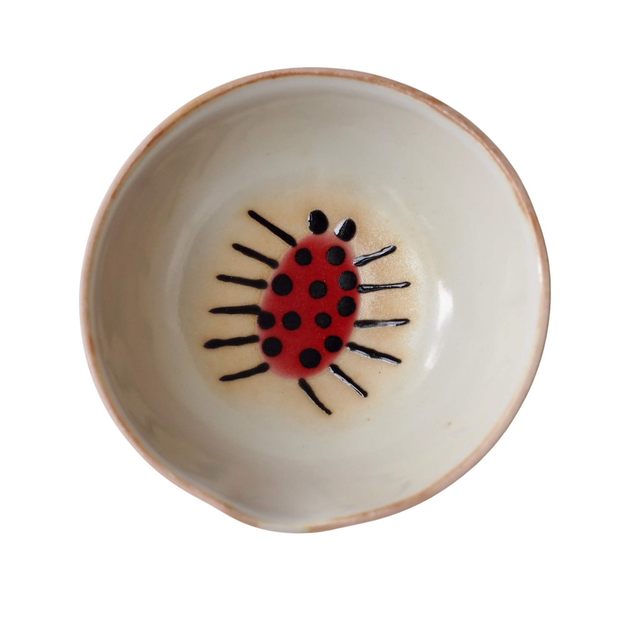 Handmade Mini Red Spotted Beetle Porcelain Ceramic Ring Dish