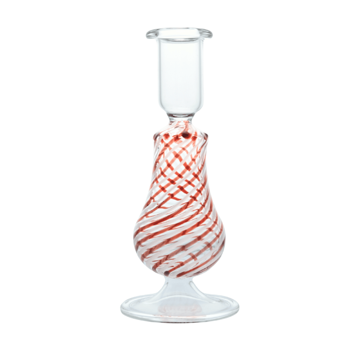 Red Swirl Glass Candle Holder – Small