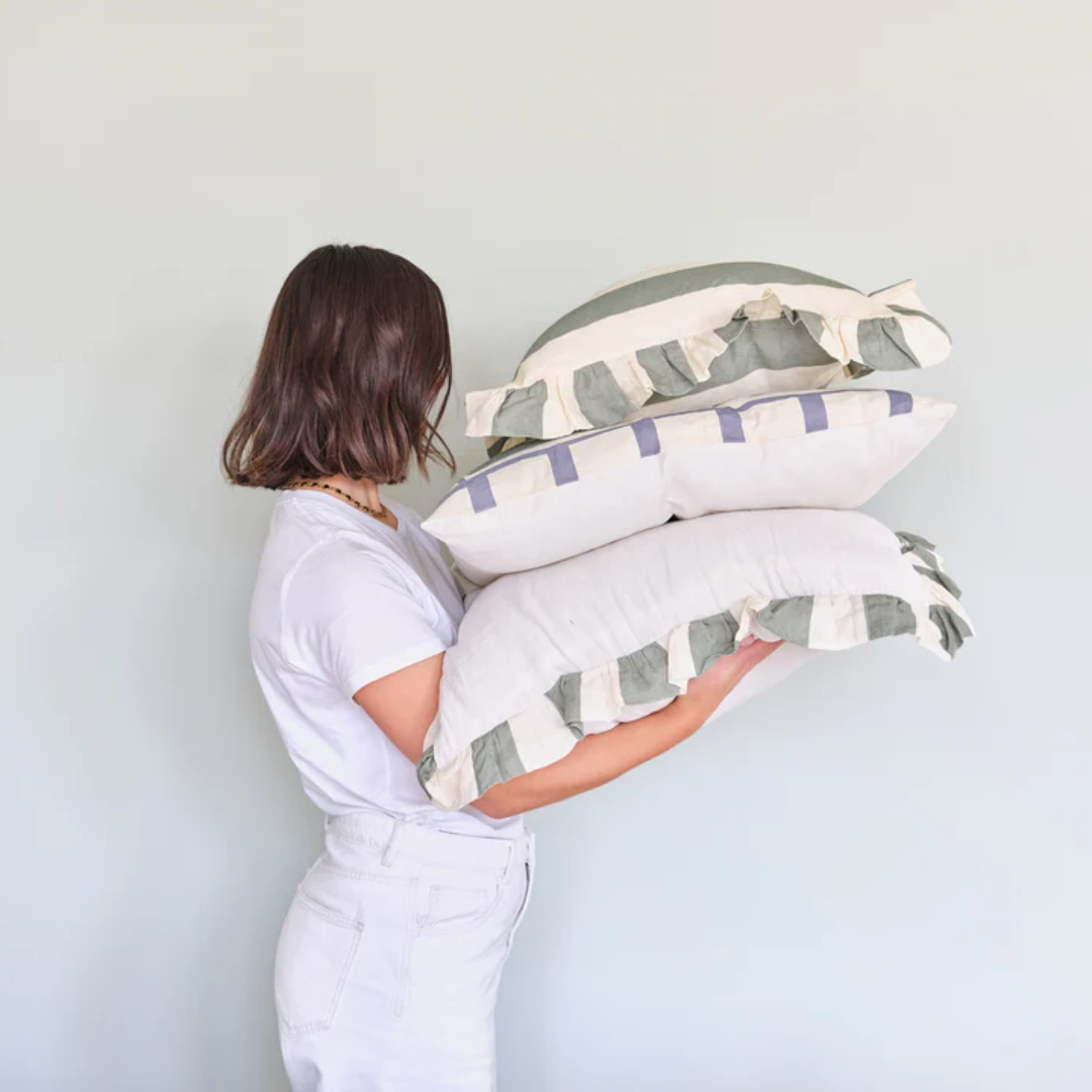 Sea Green Extra Wide Stripe Cushion Cover