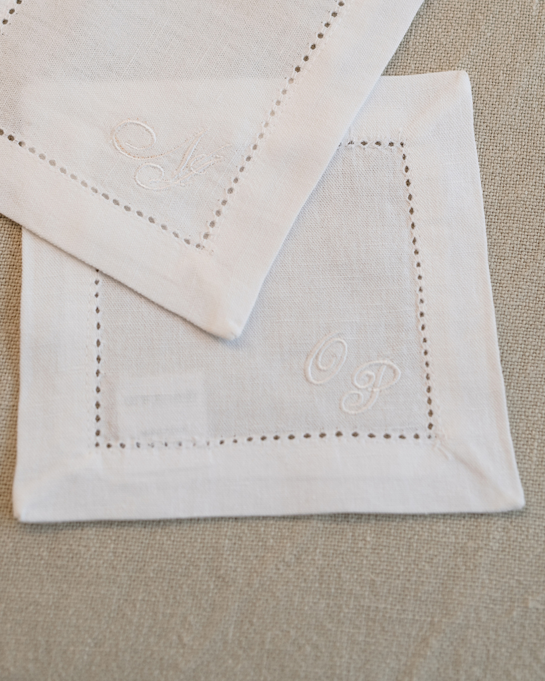 Customised White Linen Cocktail Napkin MF