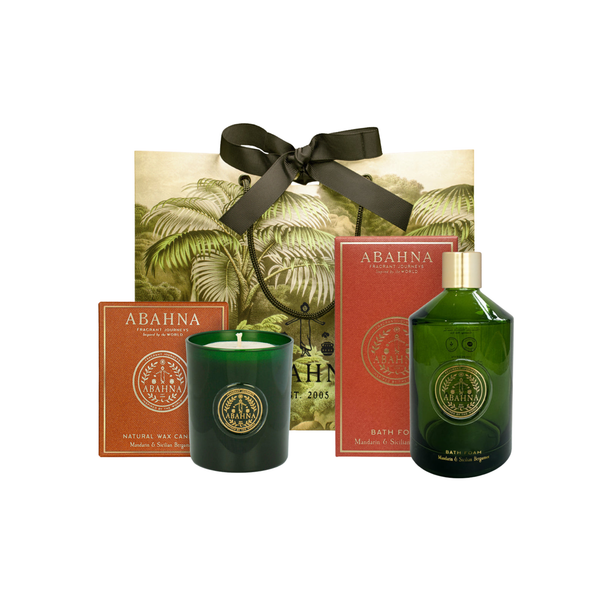 Bath Foam Decanter & Scented Candle Set - Mandarin & Sicilian Bergamot