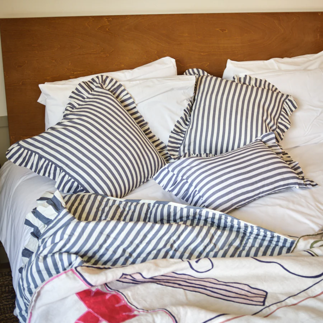 Folkstone Blue Candy Stripe Cushion Cover