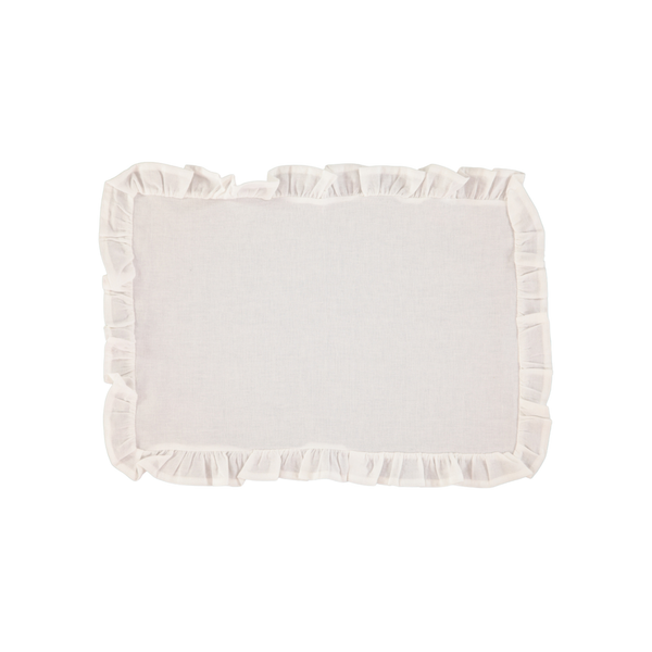 White Ruffled Linen Placemat