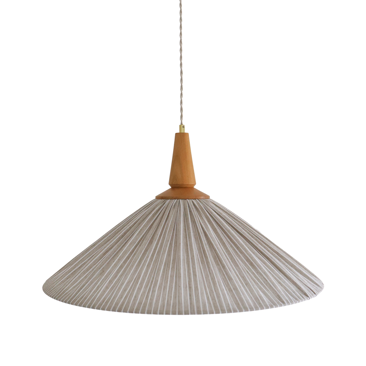 Eleonore Pendant Light – 60cm, Olive Striped Linen and Cotton