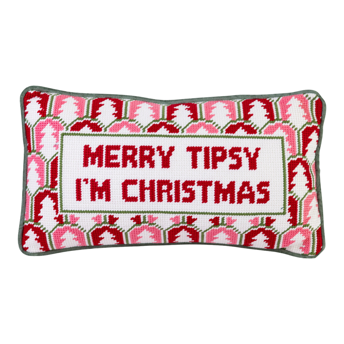 Merry Tipsy Needlepoint Pillow