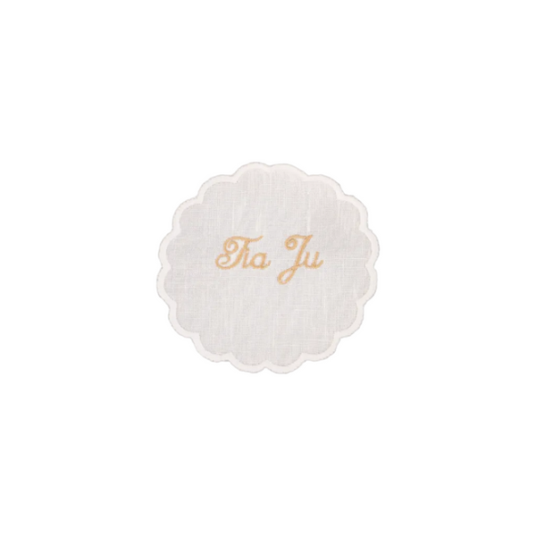 Personalized White Coaster/Bread Plate Mat