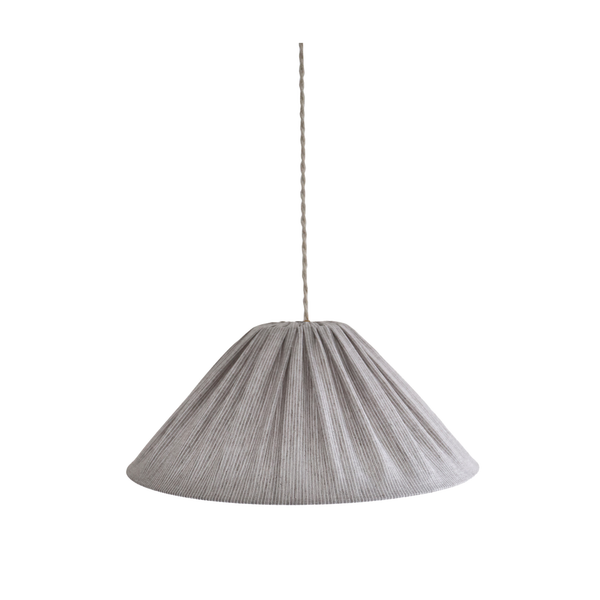 Malala Pleated Linen and Cotton Pendant Light - Fine Stripes Classic Grey
