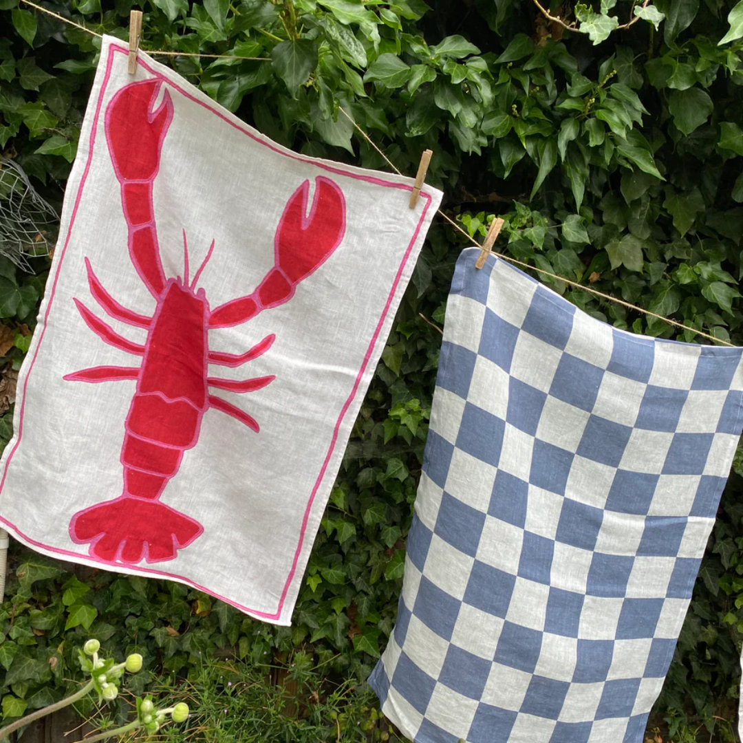 Lobster Embroidered Tea Towel