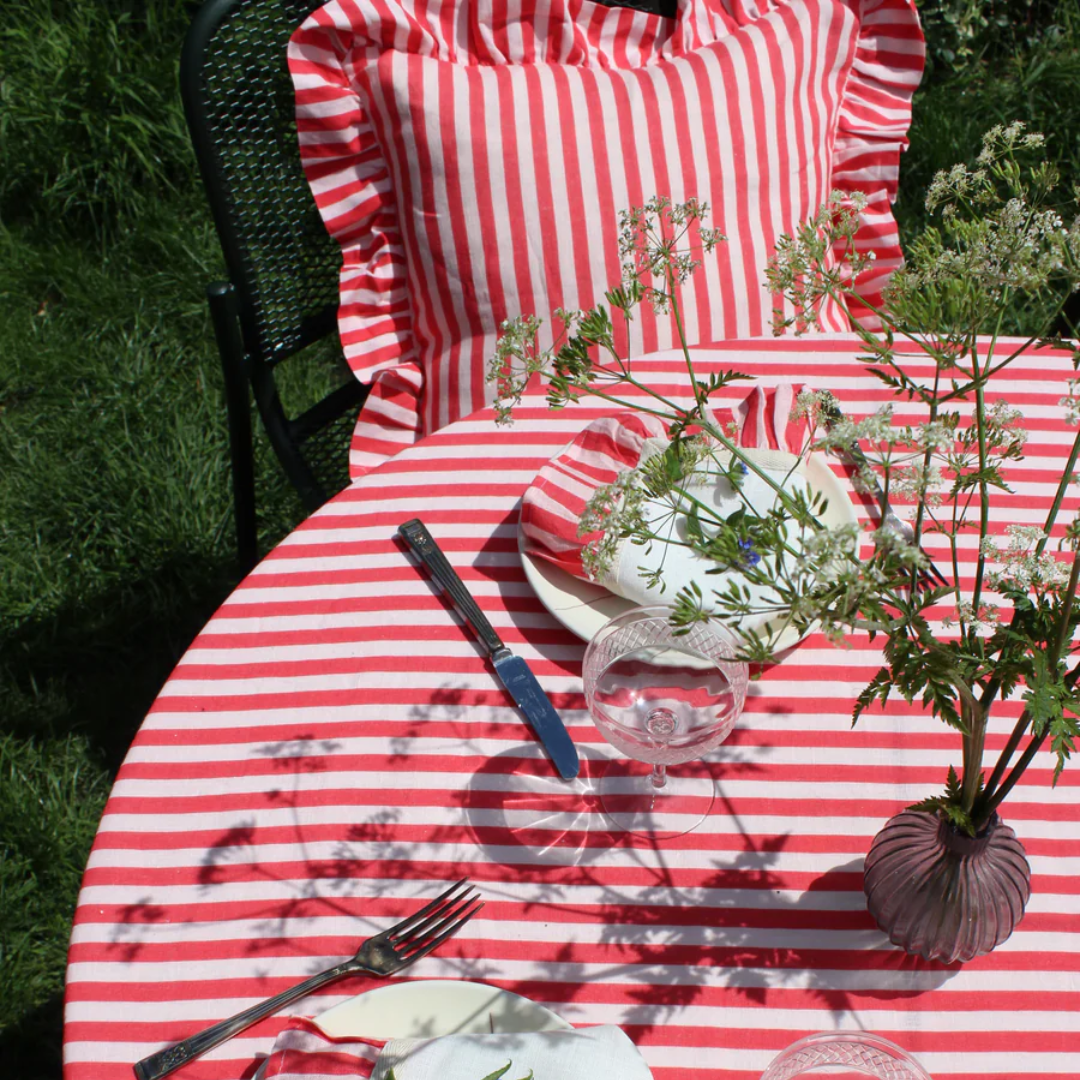Cherry Red Candy Stripe Cushion Cover