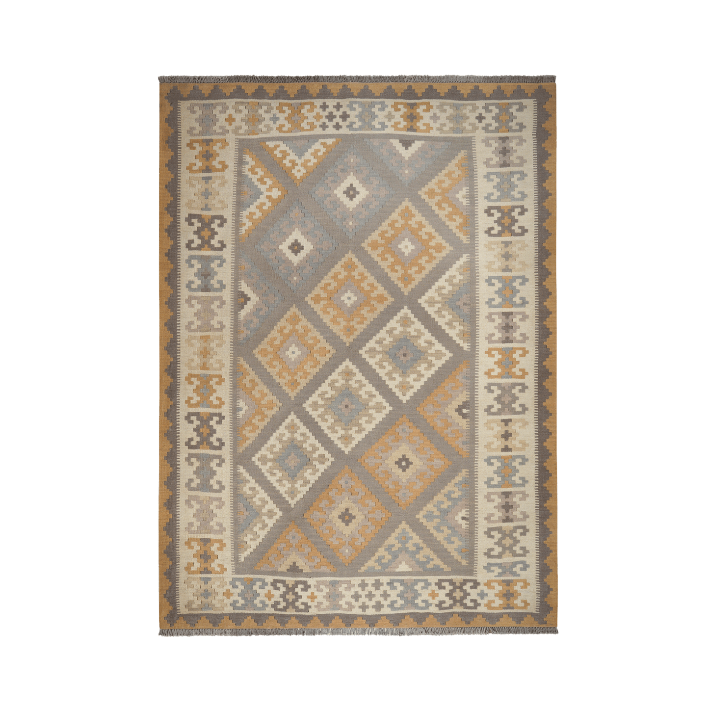 Kilim Gashgai Rug · Hand-Woven - Grey, 247x182 cm