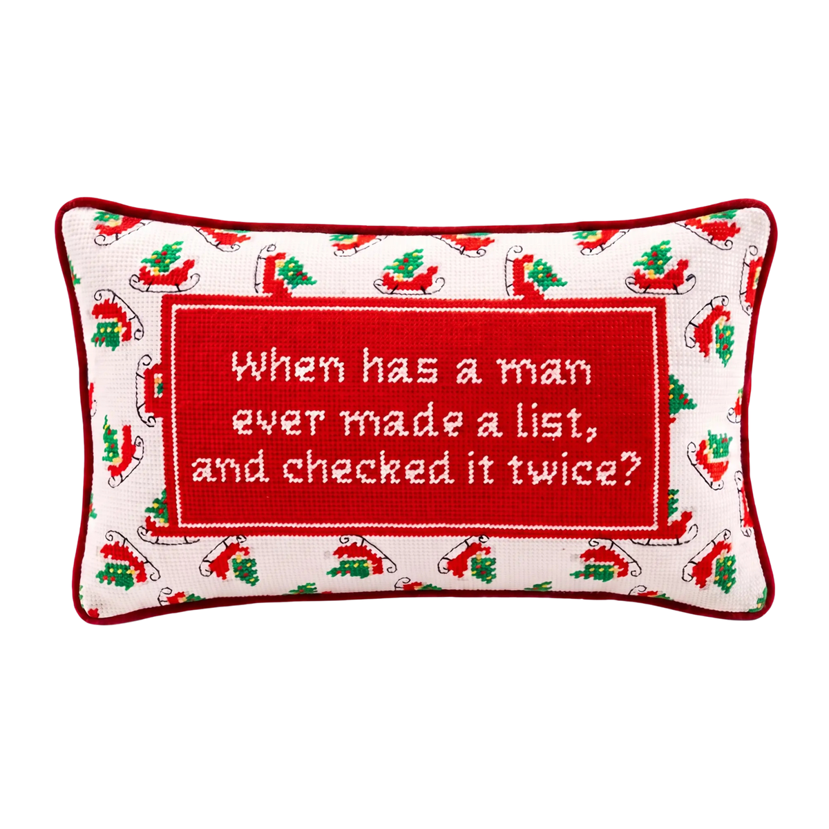 Check it Twice Needlepoint Pillow