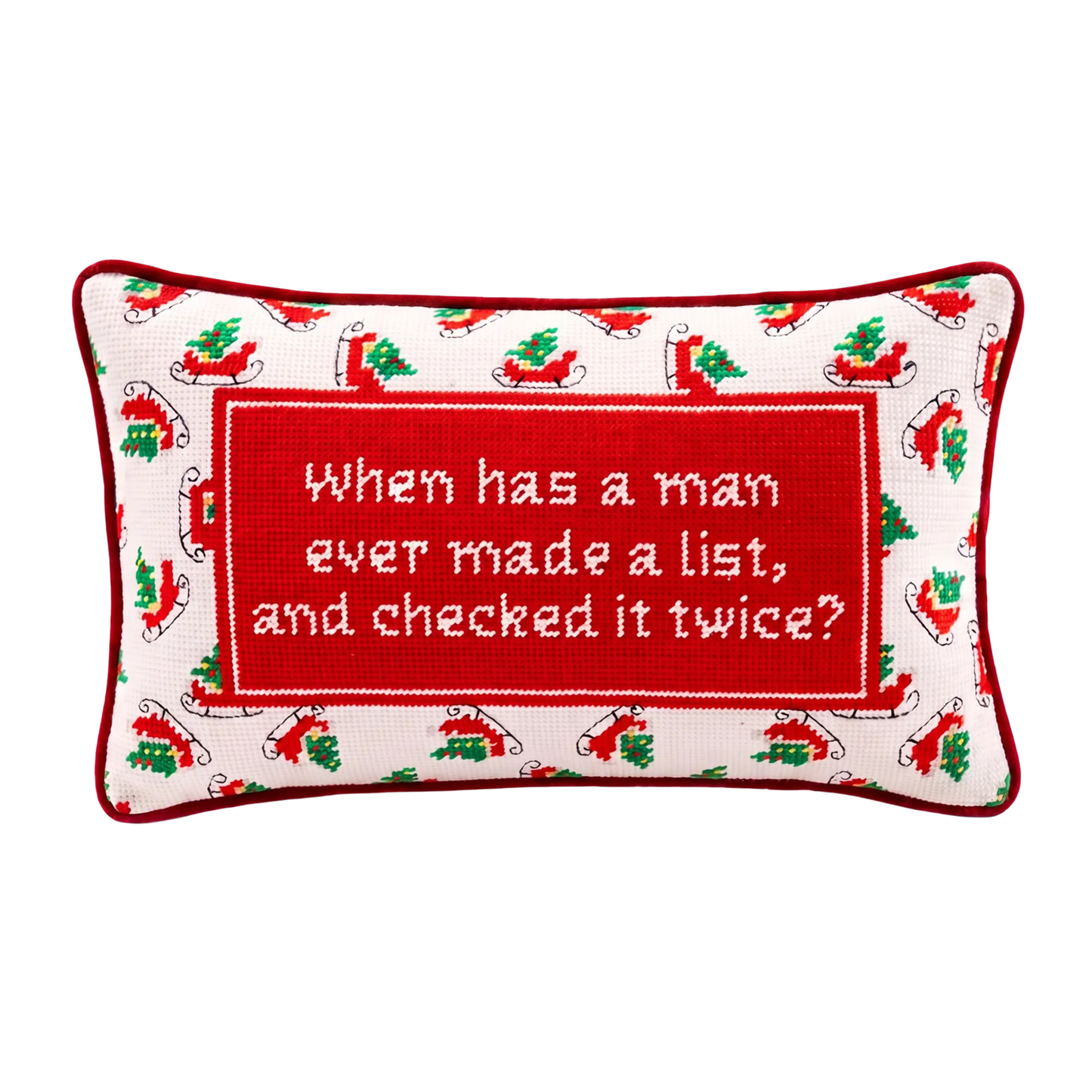 Check it Twice Needlepoint Pillow
