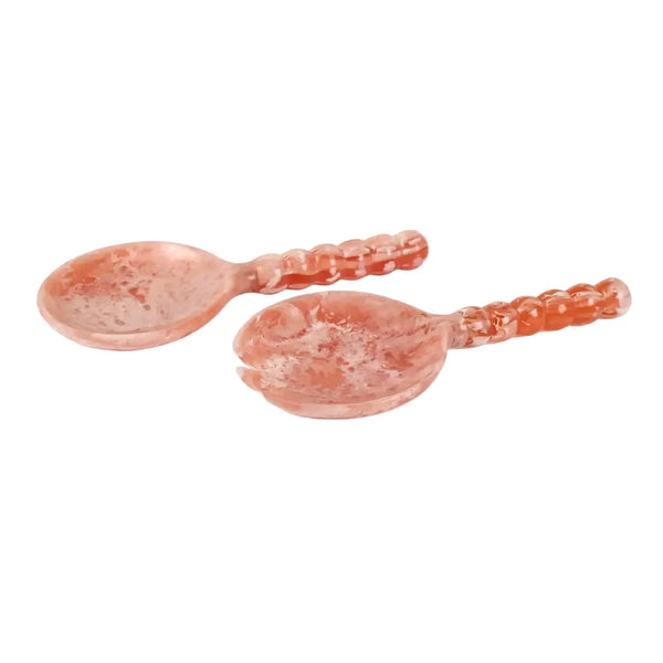 Resin Salad Server, Pink Set of 2 4.10x8.75 Inches - Casa Amarosa