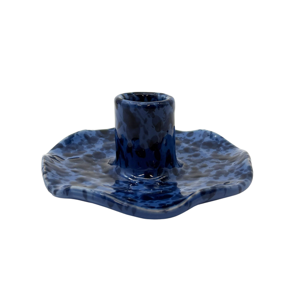 Scalloped Splatterware Candle Holder