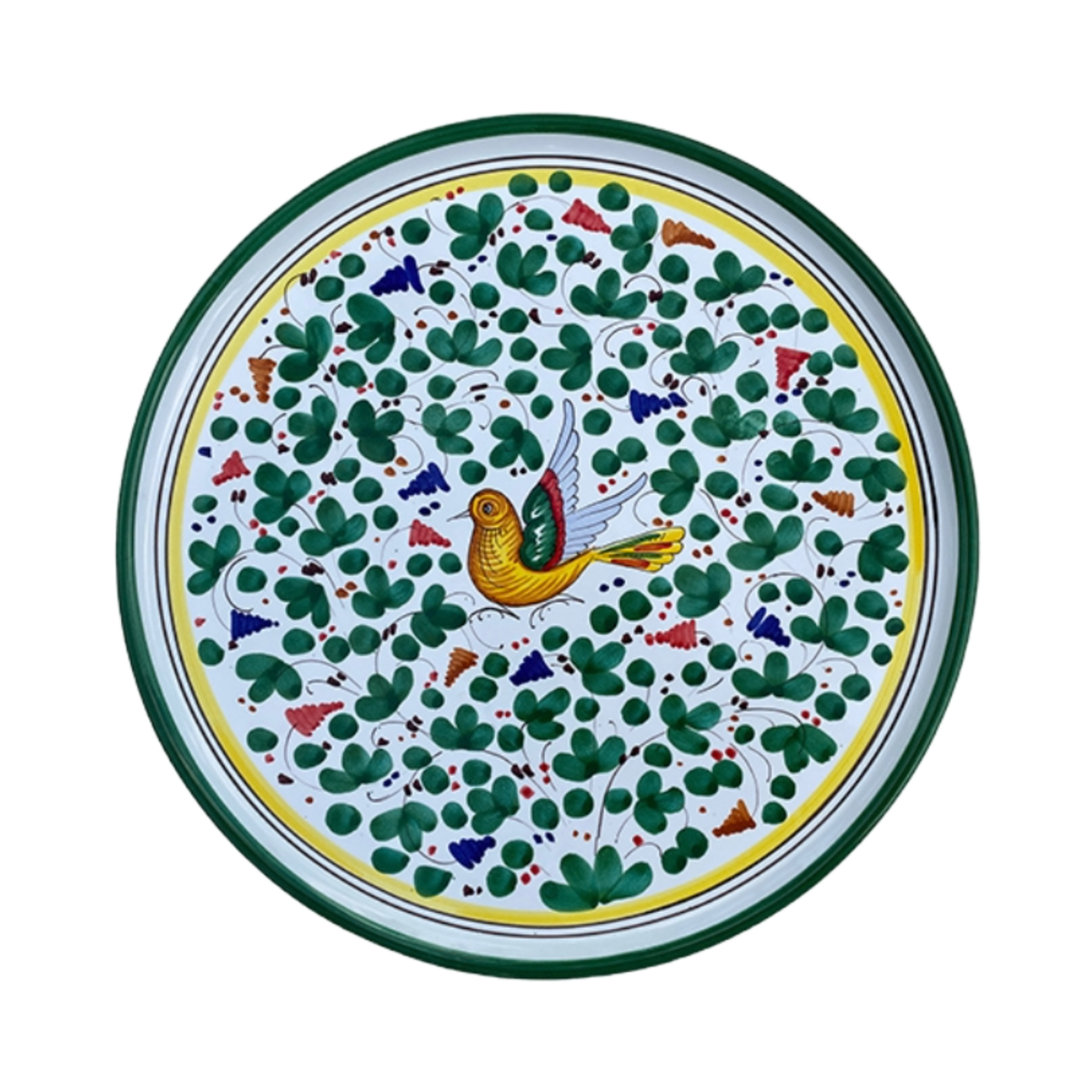 Pizza Platter Bird 33 cm Flowers Green