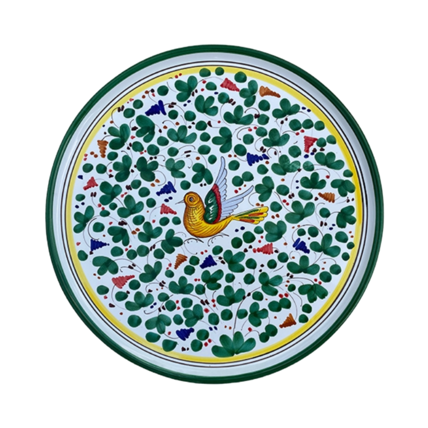 Pizza Platter Bird 33 cm Flowers Green