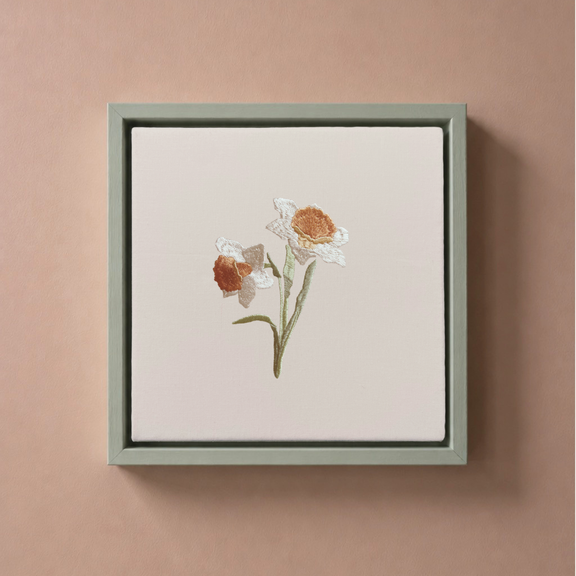Personalised Birth Flower Embroidered Canvas