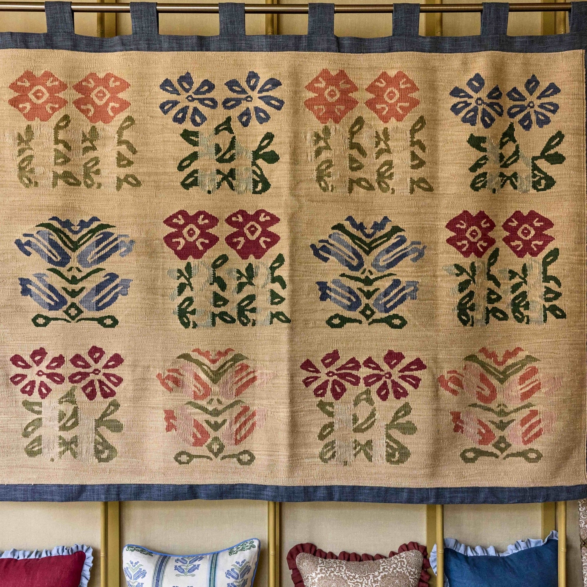 Folkloric Floral Kilim Tapestry