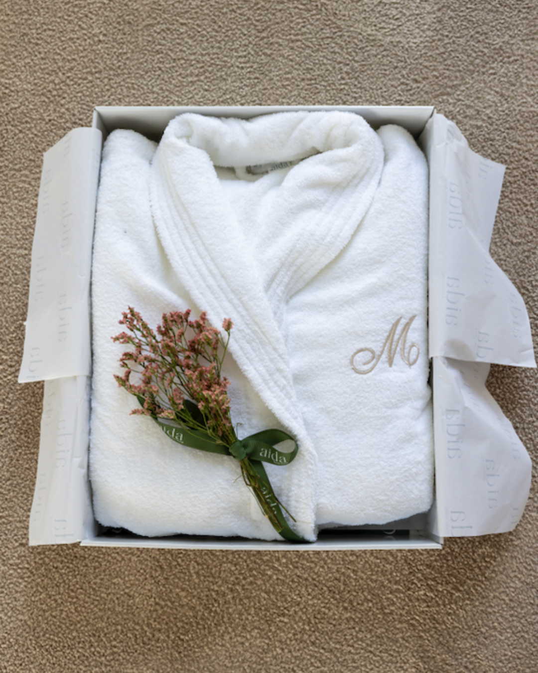 White Cotton Terry Bathrobe, 450 g/m²