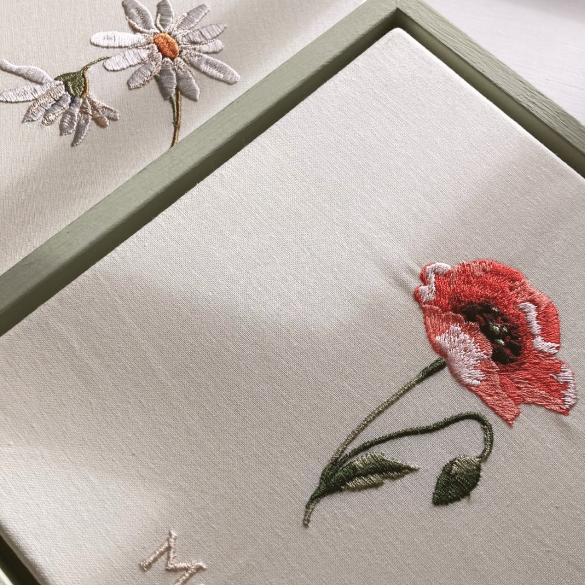 Personalised Birth Flower Embroidered Canvas