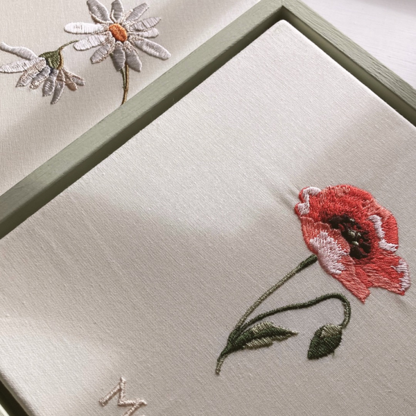Personalised Birth Flower Embroidered Canvas