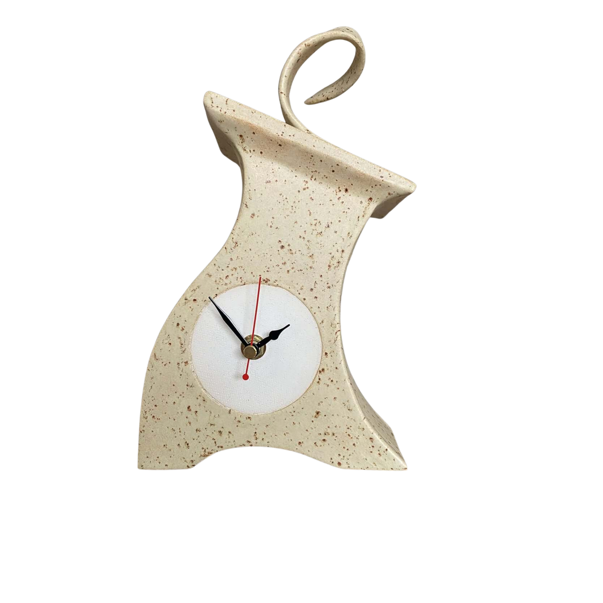 Ceramic Mantel Clock with Open Face - Oatmeal Speckle