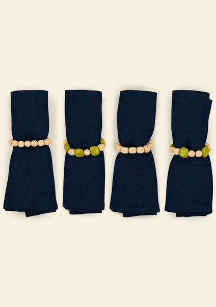 The Green Olive & Ivory Beaded Napkin Rings (set of 4)