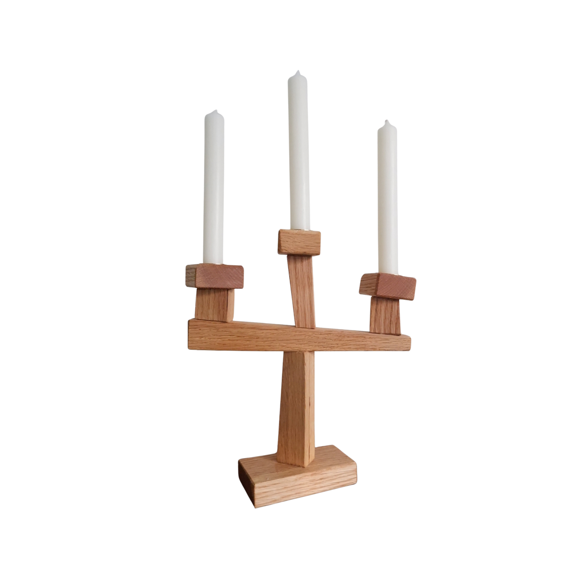 Cubist Candelabra, Natural Oak