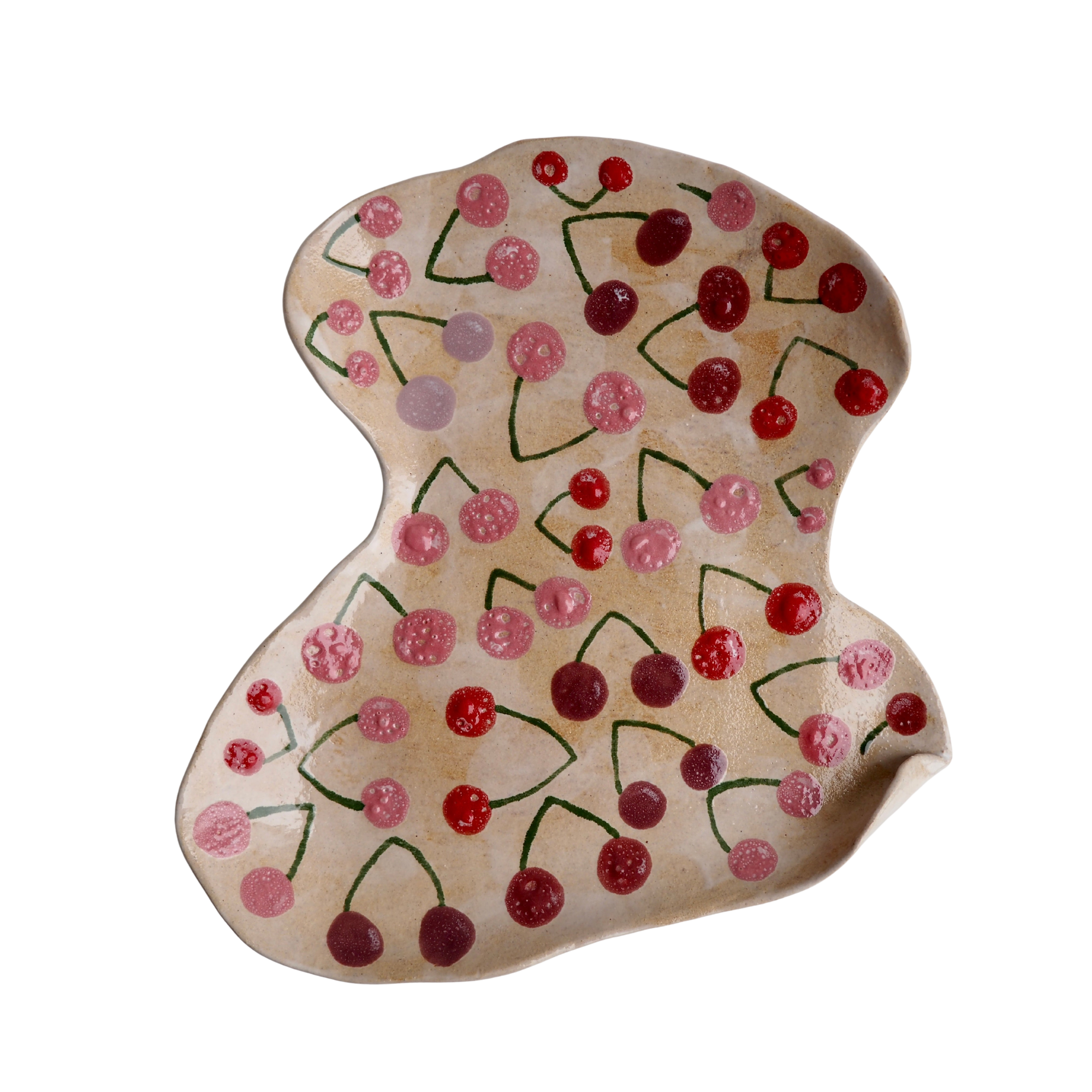 Handmade Ceramic Curvy Cherry Plate