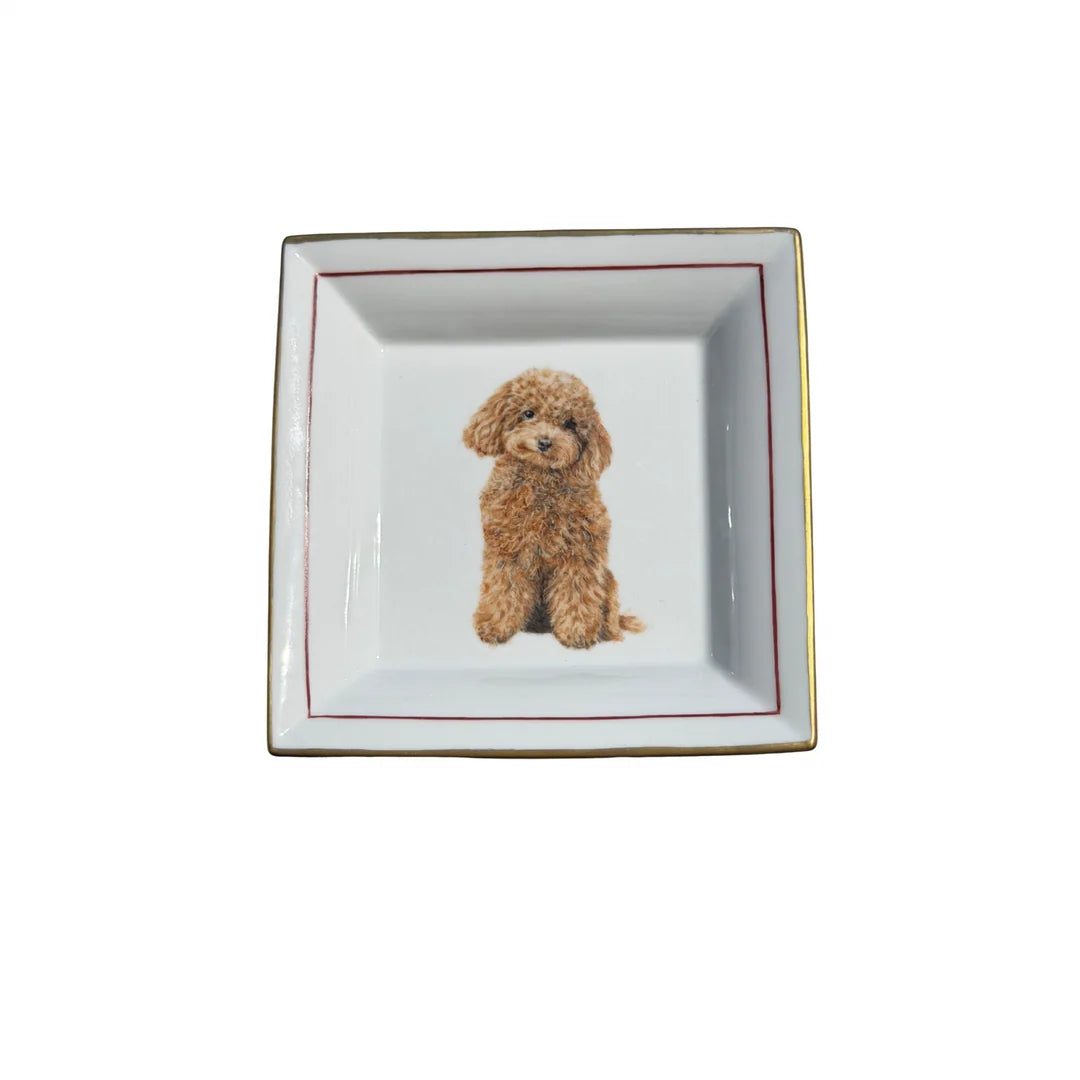 Porcelain Dog Ashtray / Key Box – Sitting Poodle