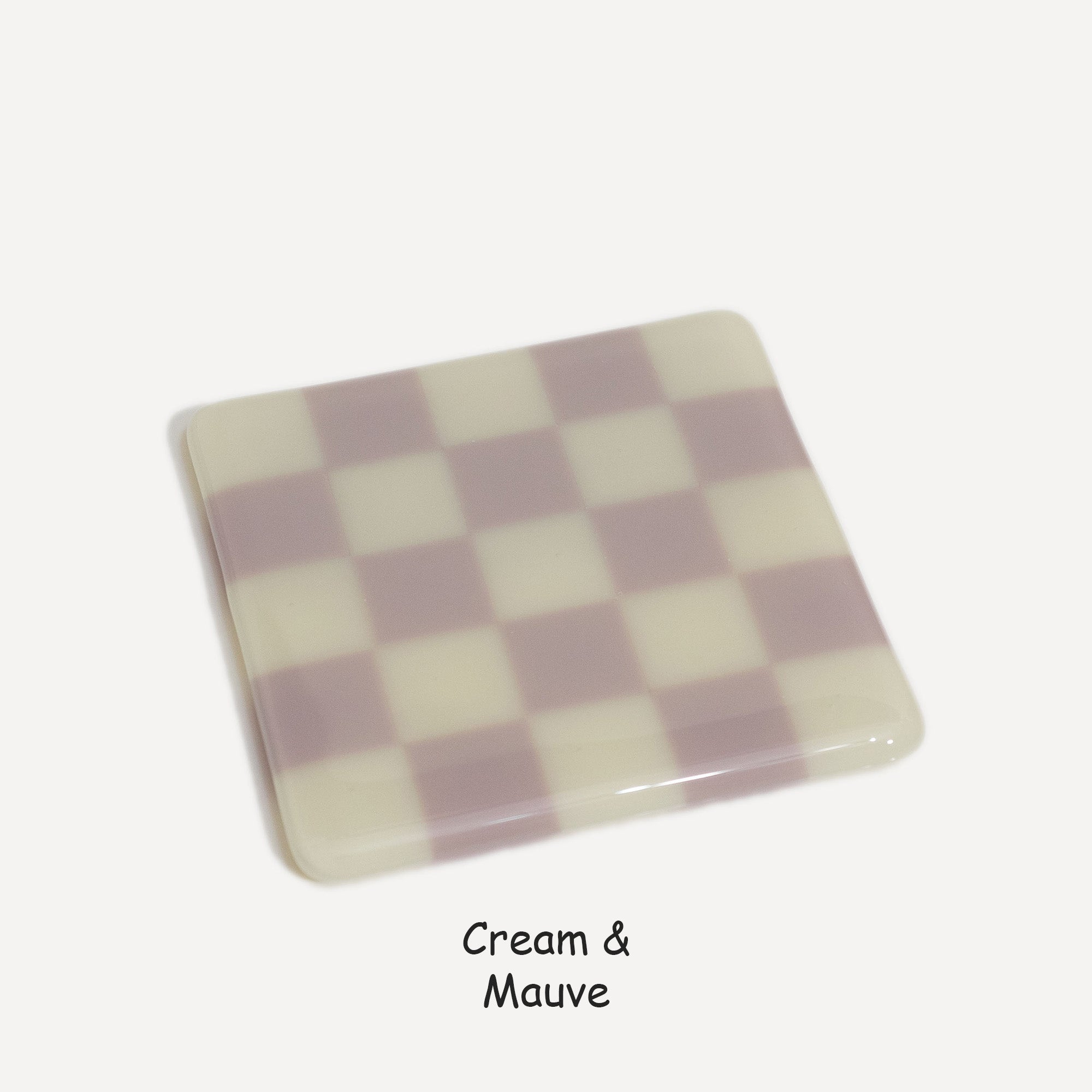 10cm Chequered Dual Colour Coaster - Oceanside Collection - Cream &amp; Mauve image
