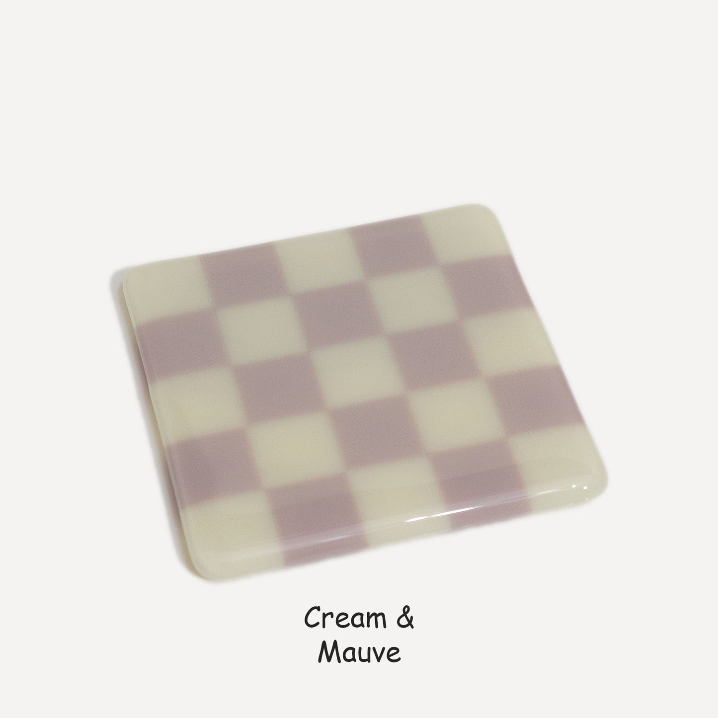 10cm Chequered Dual Colour Coaster - Oceanside Collection - Cream &amp; Mauve image