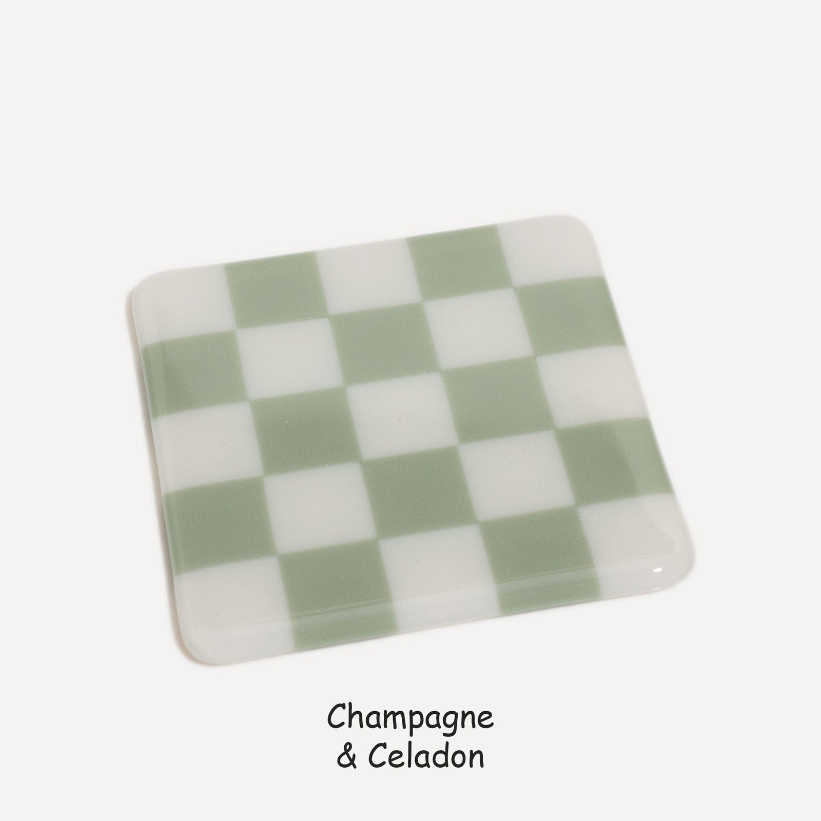 10cm Chequered Dual Colour Coaster - Oceanside Collection - Champagne &amp; Celadon image