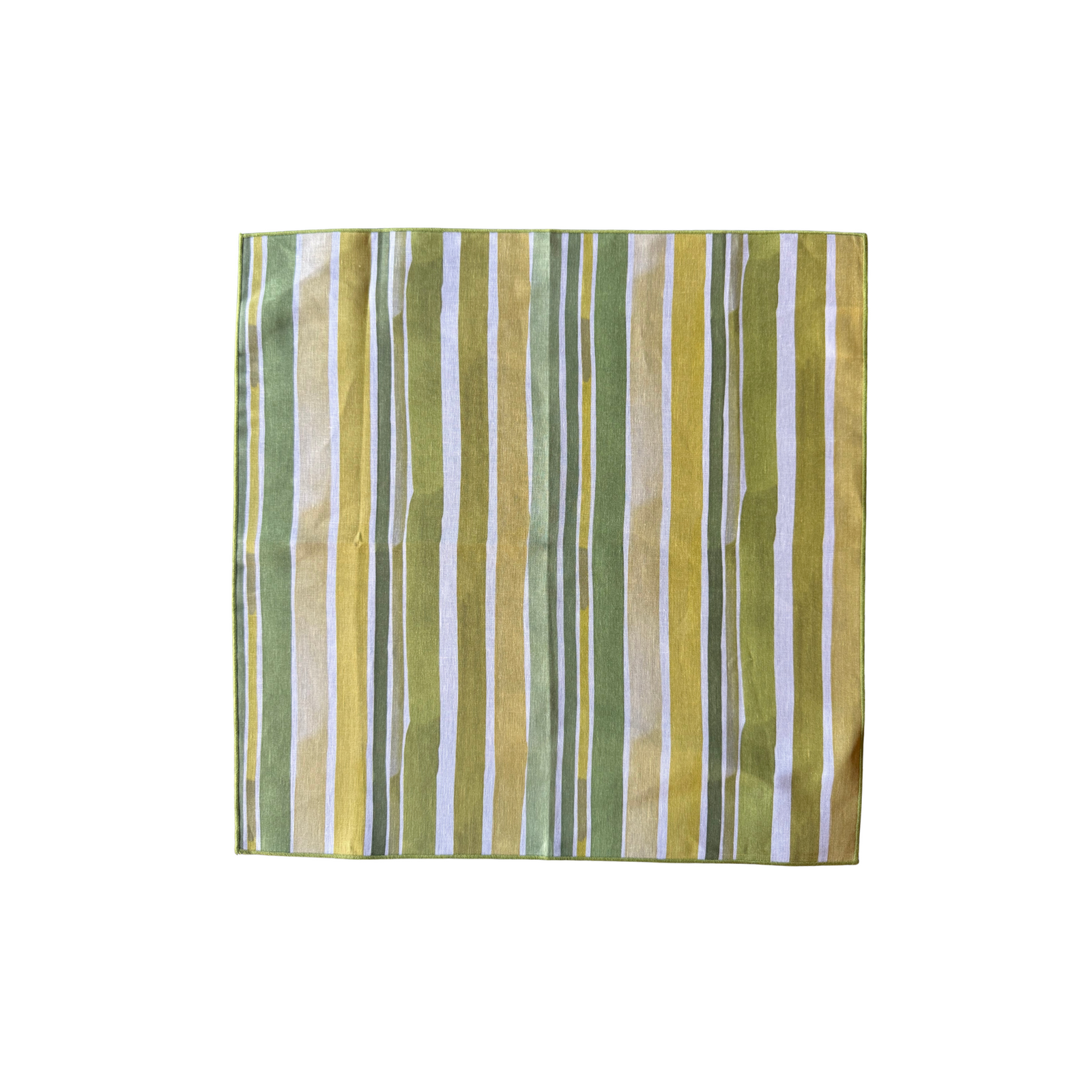 Lagos Stripe linen dinner napkin flat lay close up of hand-painted stripe detail - Goldie Home
