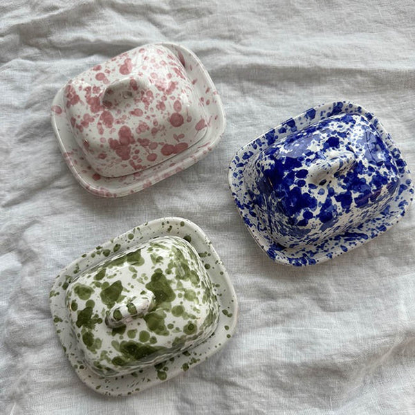 Mini Green Splatter Butter Dish