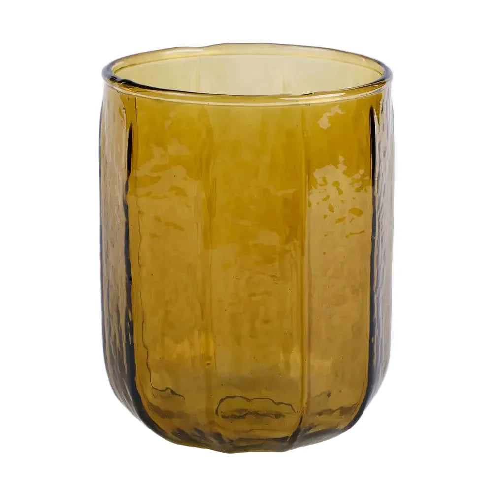 Hammered Glass Water Pitcher and Tumbler Set , Brown - (Set of 3)