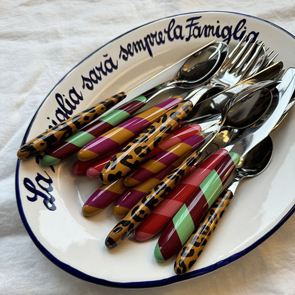 Cutlery Set of 4 Stripes Pink