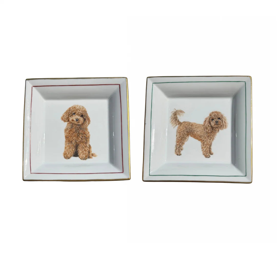 Porcelain Dog Ashtray / Key Box – Standing Poodle