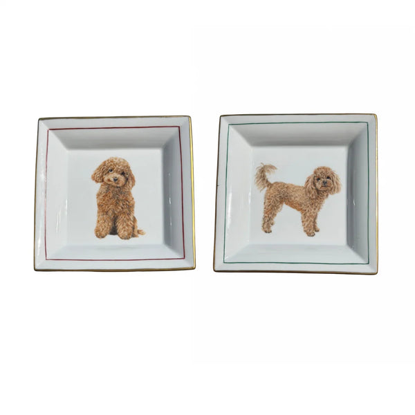 Porcelain Dog Ashtray / Key Box – Standing Poodle