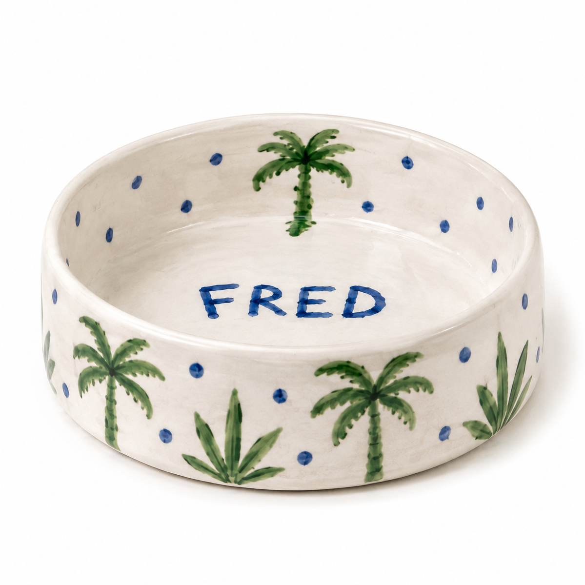 Blue & Green Palms Pet Bowl