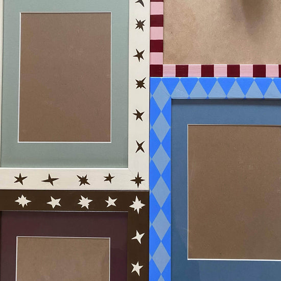 Painted Wood Picture Frame, Brown Wonky Stars