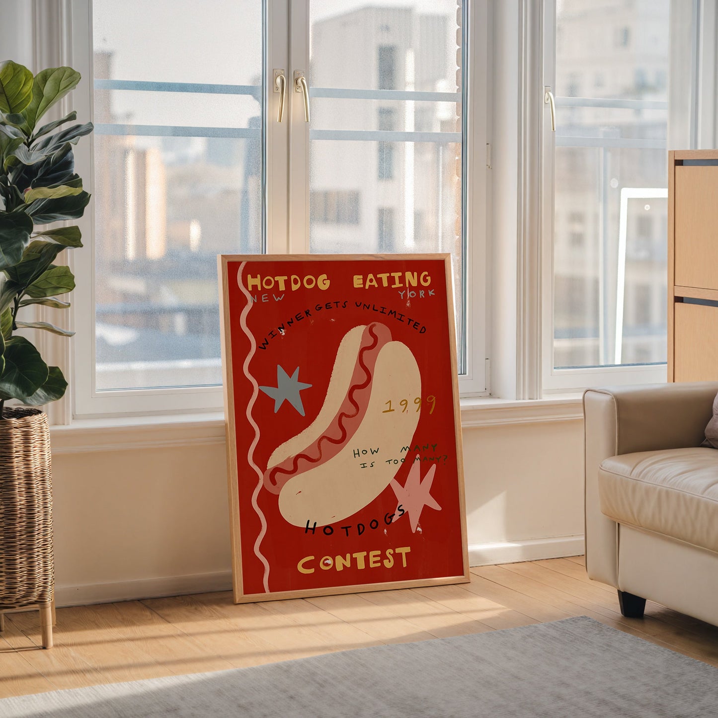 Hotdog Eating Contest | Foodie Print | UNFRAMED