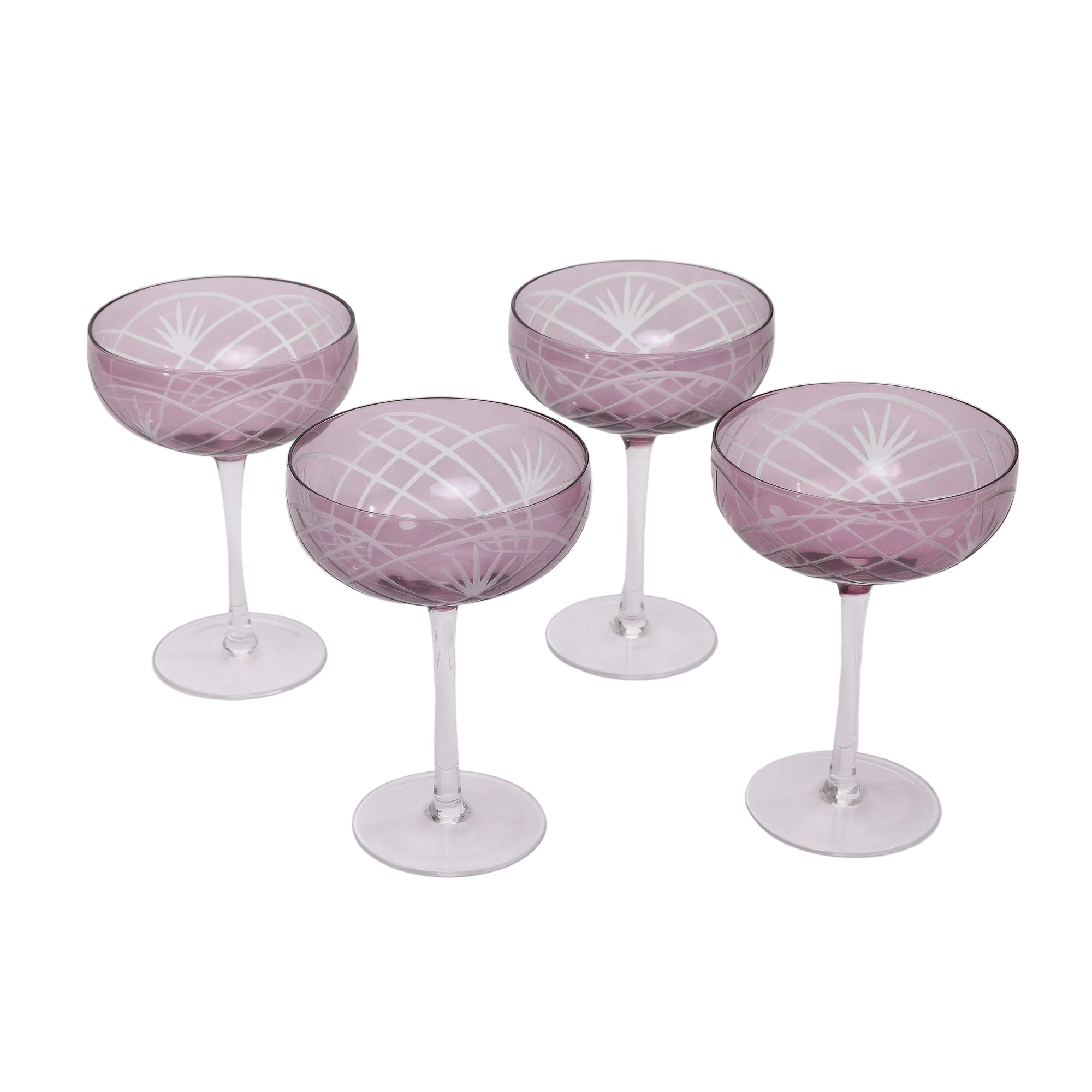 Etched Champagne coupe glass - set of 4